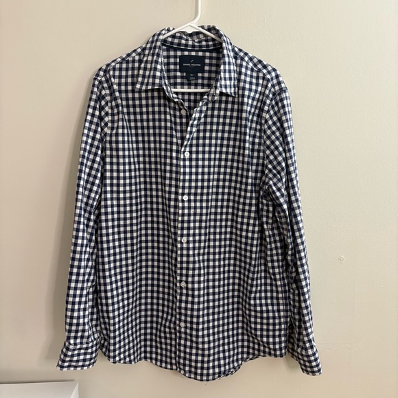 Daniel Hechter Blue and White Checkered Shirt Mens Large Dress Shirt - Picture 1 of 11